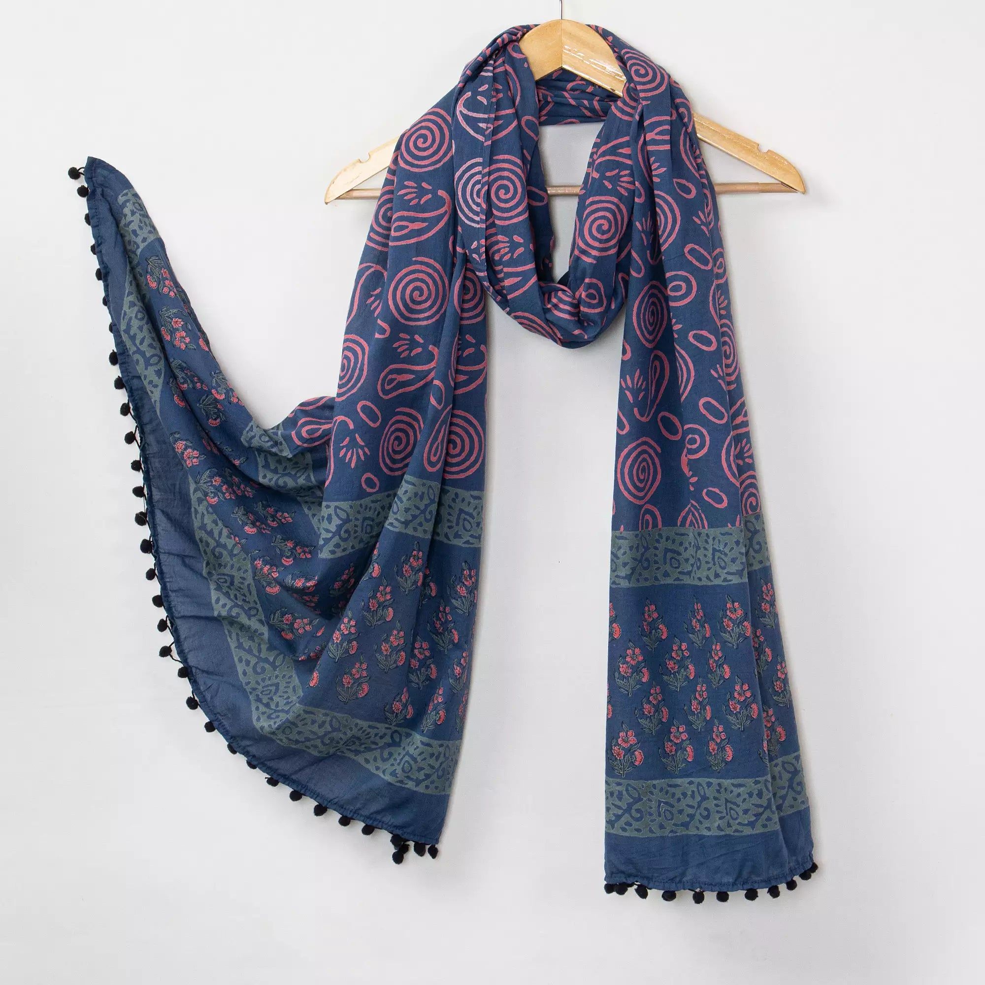 Premium Paisley Hand Block Printed Cotton Women,S Red Dupatta